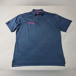 FootJoy‎ FJ Mens XL Golf Polo Shirt Blue Performance Pocket Knit Feel Material